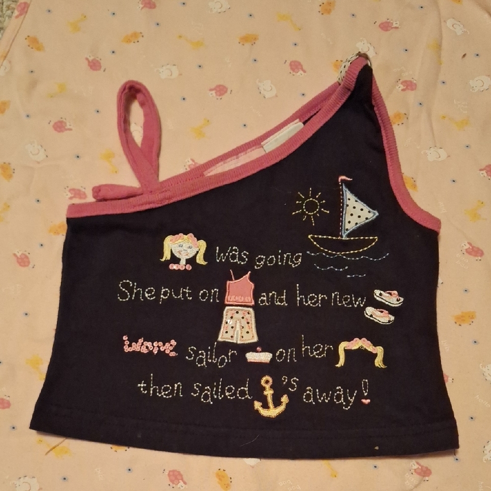 👋5for$5 Kids Headquarters Navy and Pink Nautical Tank Top